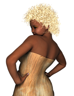 Elegant Curly Haired Woman PNG image