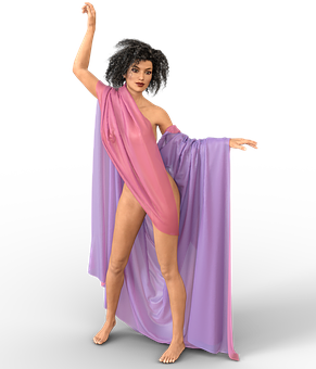 Elegant Dance Posein Purple Drapery PNG image