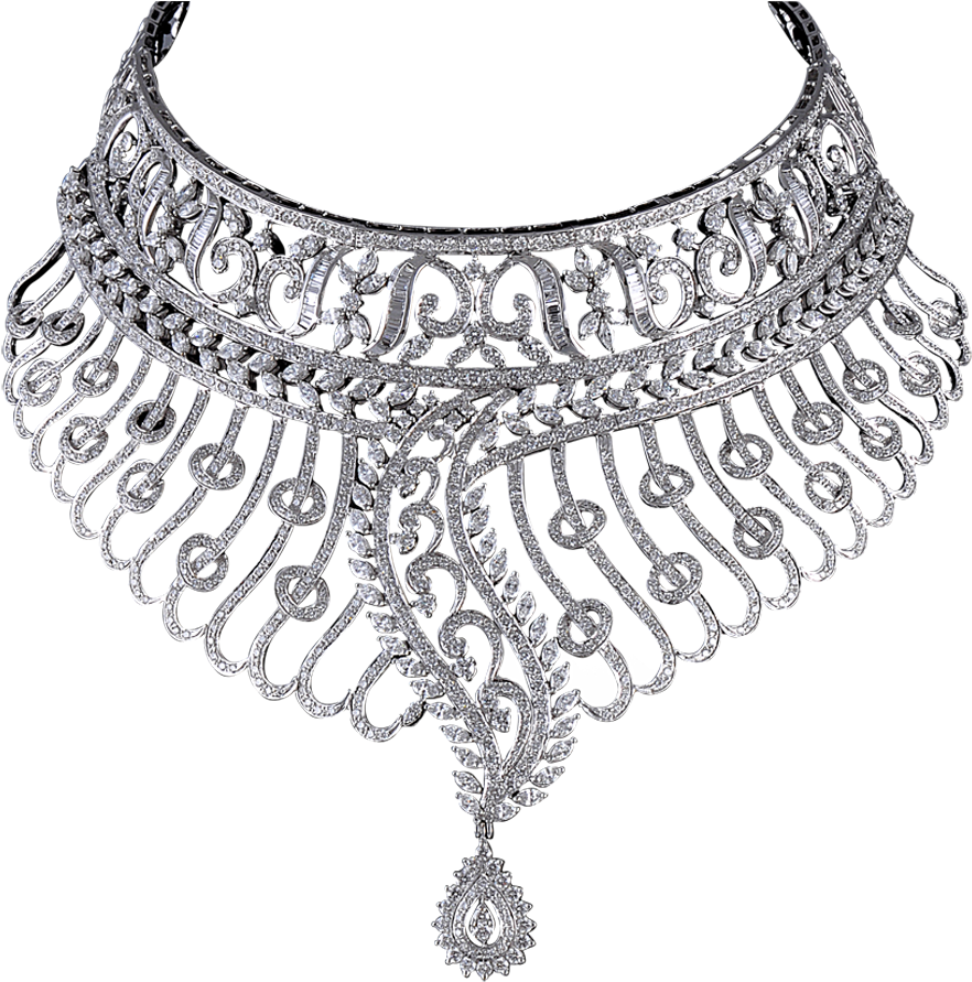 Elegant Diamond Choker Necklace PNG image