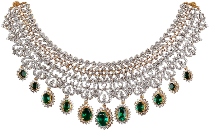 Elegant Diamond Emerald Necklace PNG image