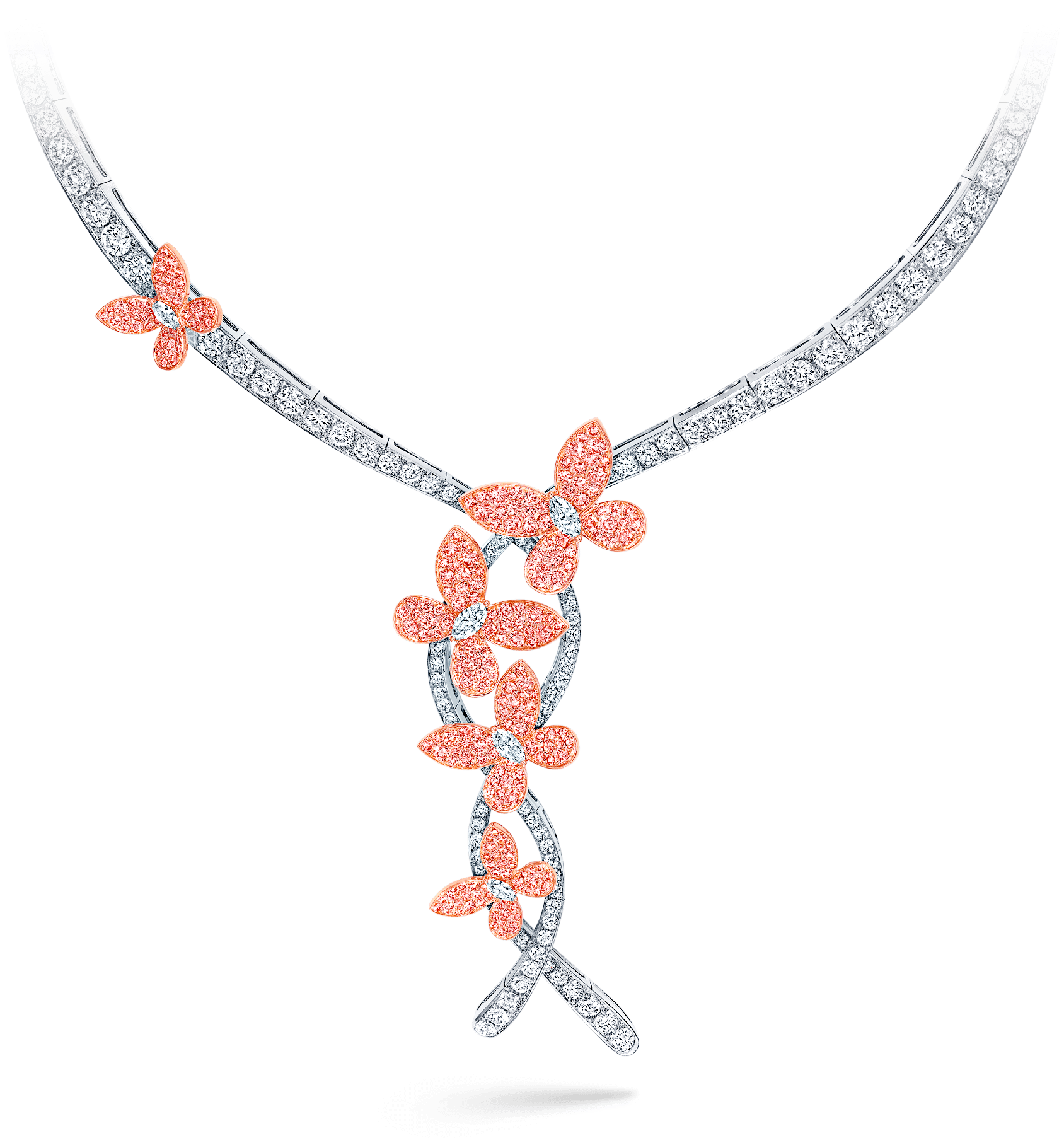 Elegant Diamond Floral Necklace PNG image