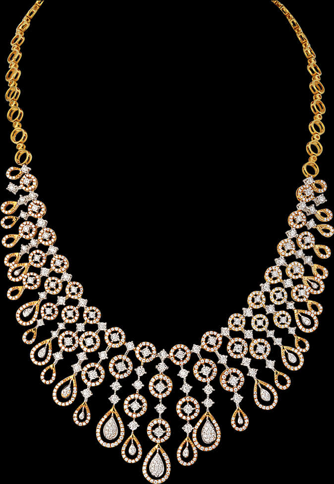 Elegant Diamond Gold Necklace Design PNG image