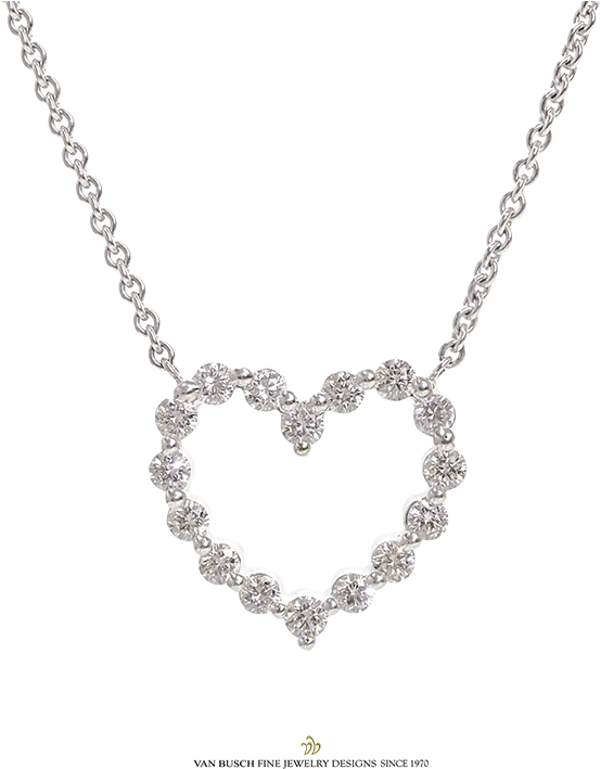 Elegant Diamond Heart Pendant Necklace PNG image