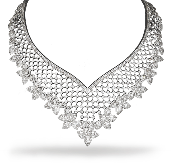 Elegant Diamond Necklace Design PNG image