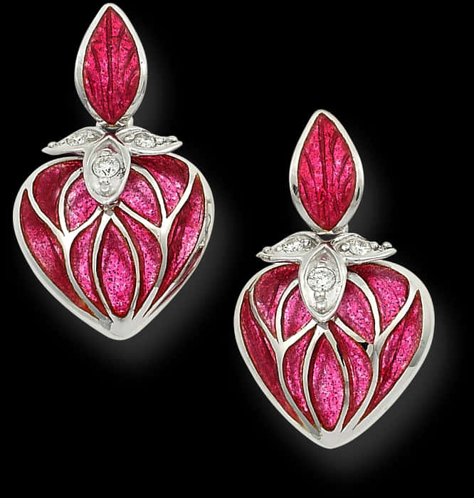 Elegant Diamond Ruby Earrings PNG image