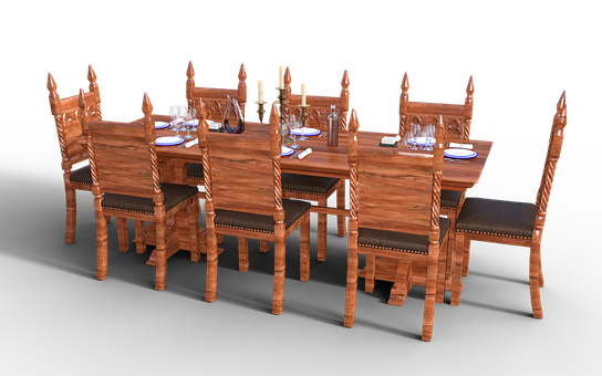 Elegant Dining Table Set PNG image