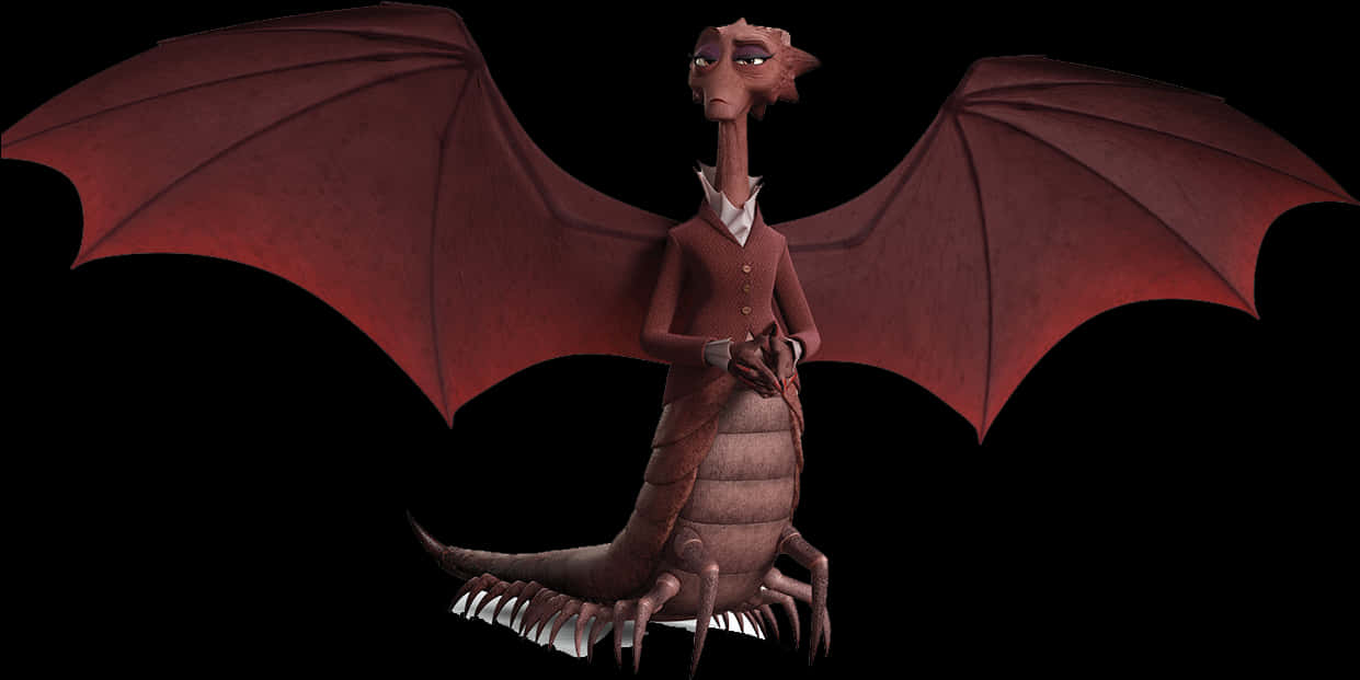 Elegant Dragon Cartoon Character PNG image