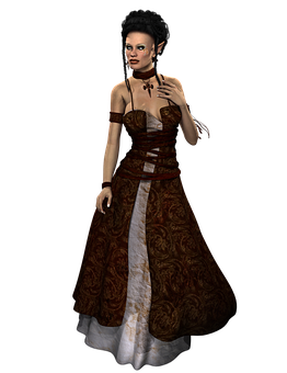 Elegant Elfin Brown Dress PNG image