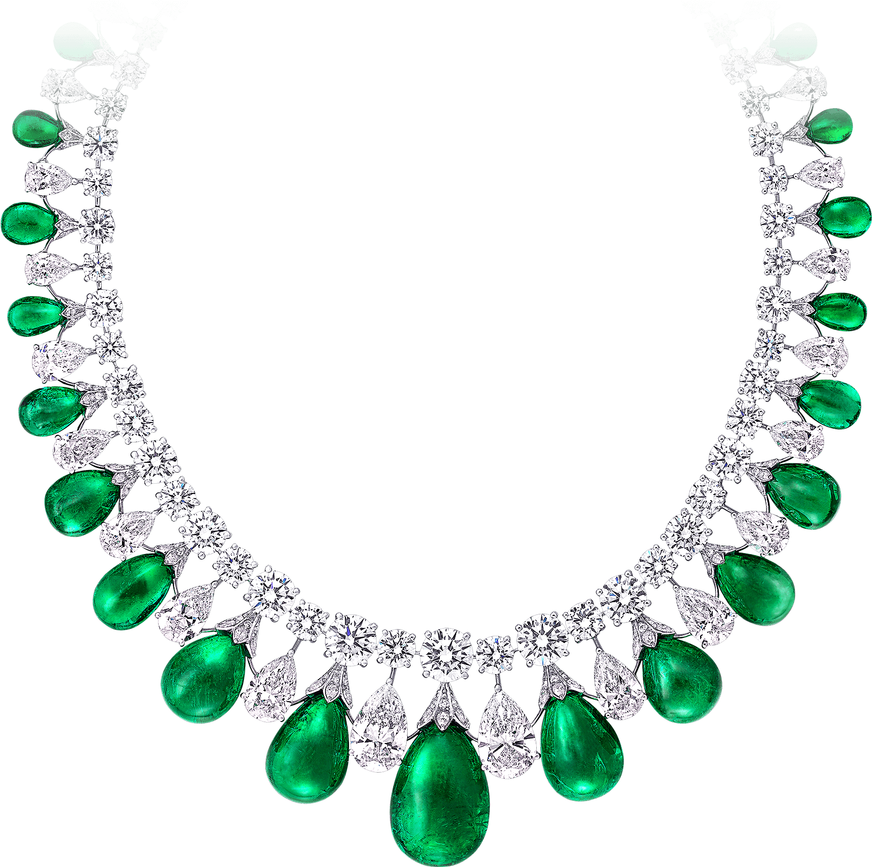 Elegant Emerald Diamond Necklace PNG image