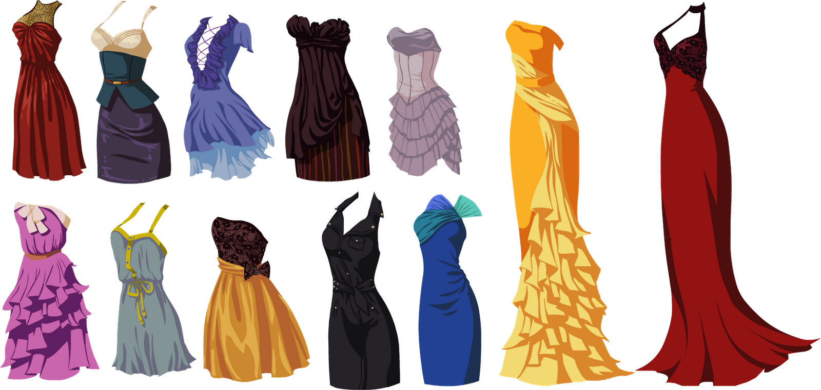 Elegant Evening Gowns Collection PNG image