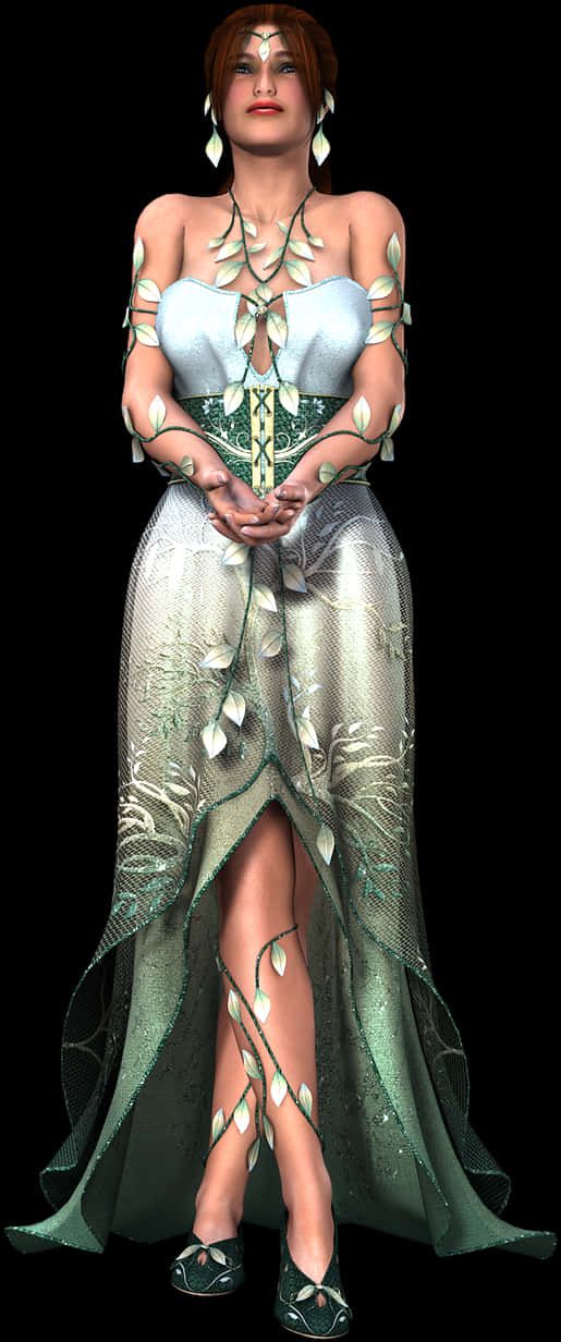 Elegant Fantasy Dress Design PNG image