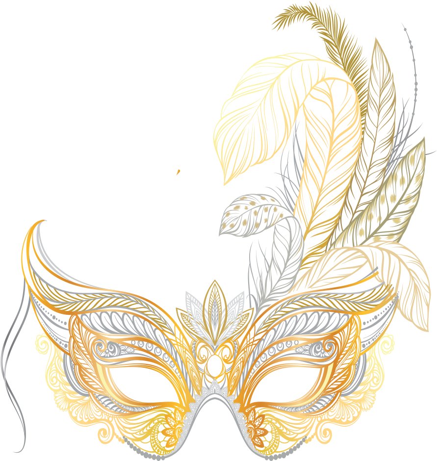 Elegant Feathered Masquerade Mask Vector PNG image