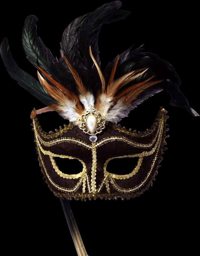 Elegant Feathered Venetian Mask PNG image