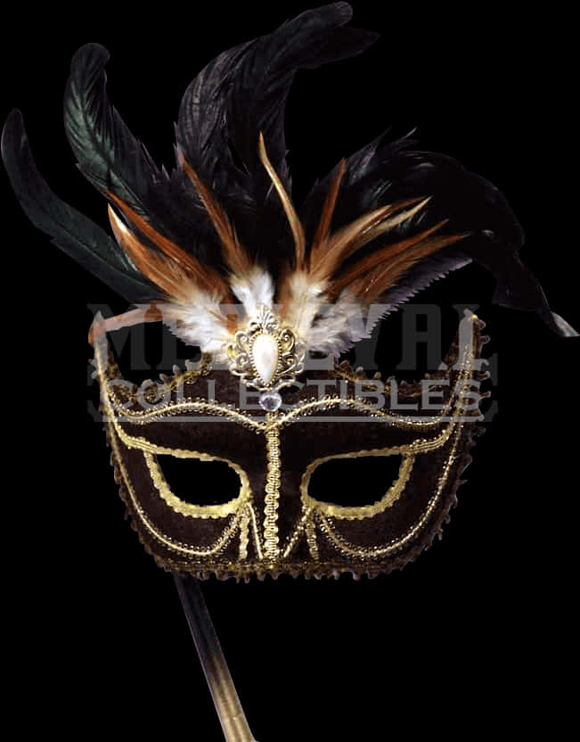 Elegant Feathered Venetian Mask.jpg PNG image