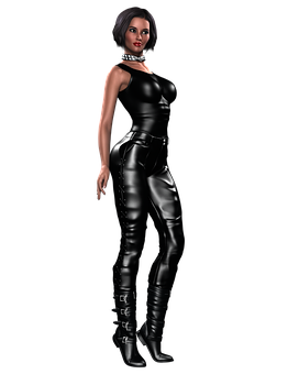 Elegant Female3 D Modelin Black Attire PNG image