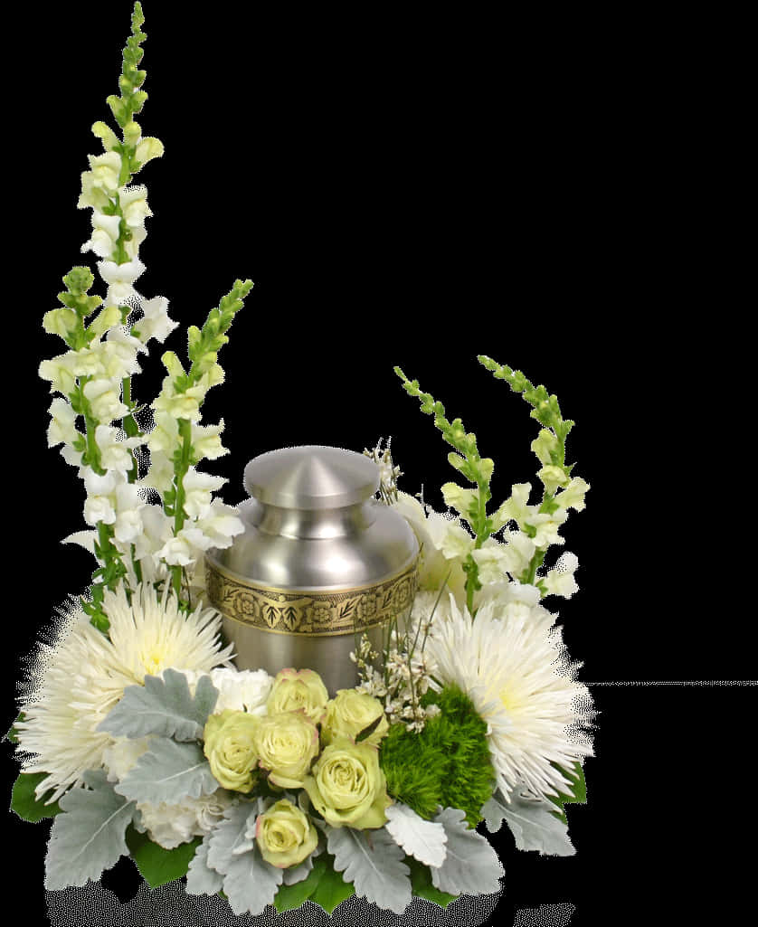 Elegant Floral Arrangementwith Urn PNG image