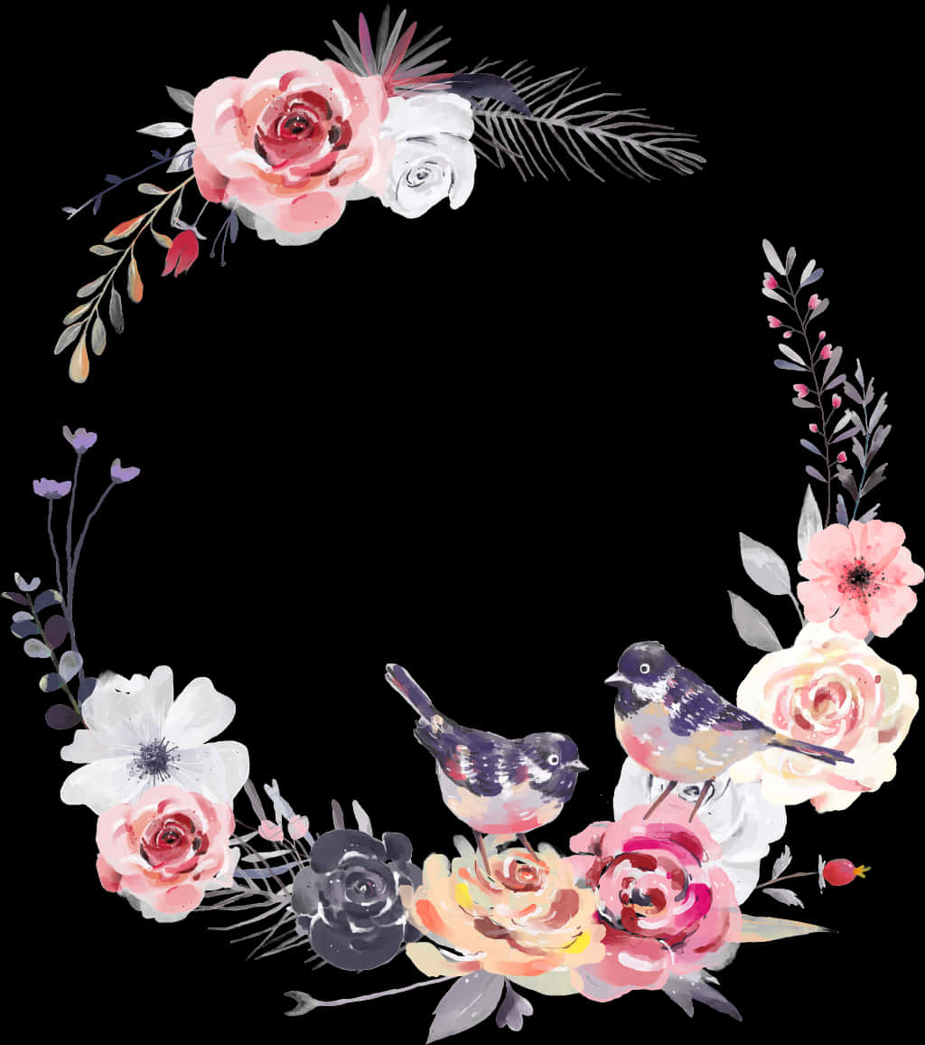 Elegant Floral Bird Illustration PNG image