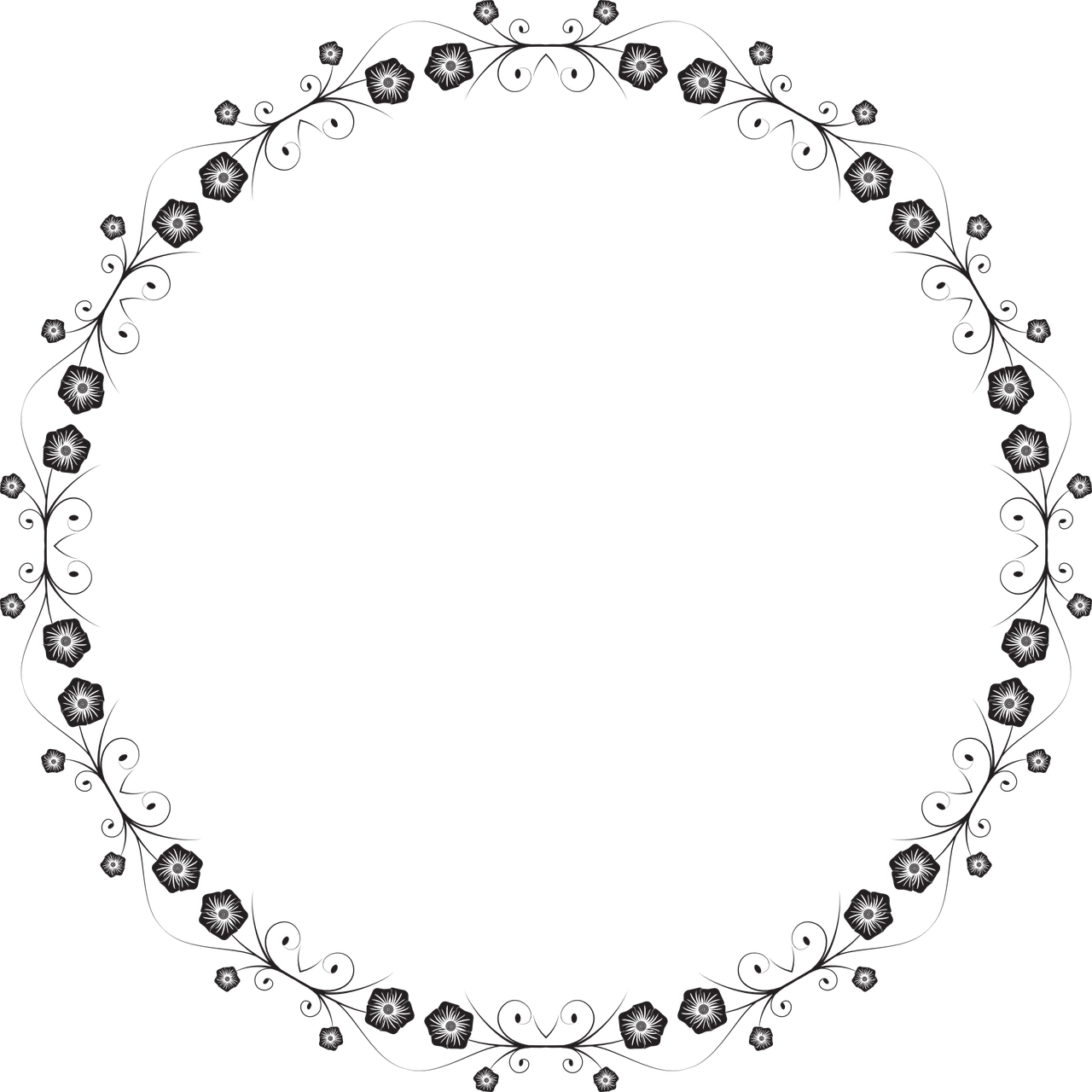 Elegant Floral Circle Frame PNG image