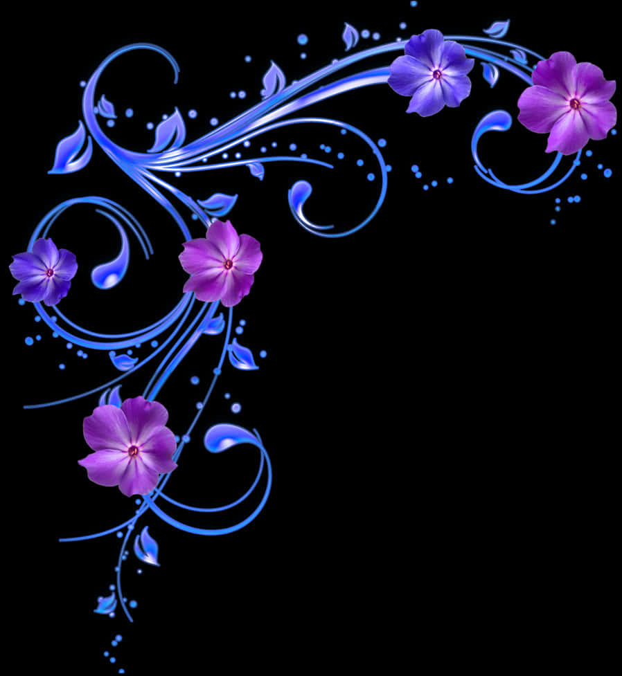 Elegant Floral Designon Black Background PNG image