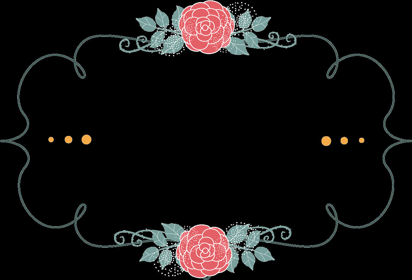 Elegant Floral Frame Black Background PNG image