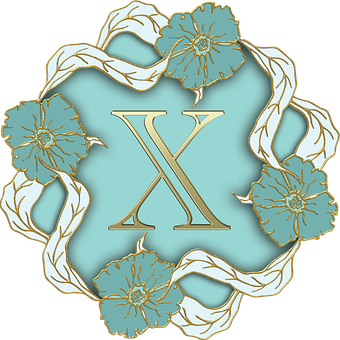 Elegant Floral Letter X Design PNG image
