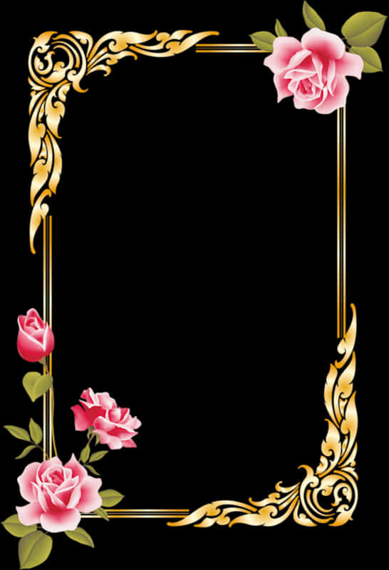 Elegant Floral Photo Frame Design PNG image