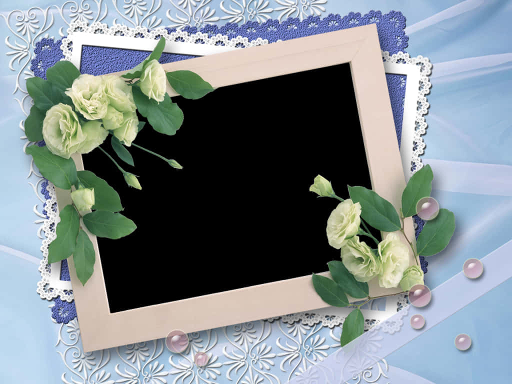 Elegant Floral Photo Frame Design PNG image