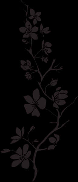 Elegant Floral Silhouette Black Background PNG image