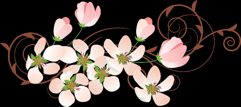 Elegant Floral Vector Design PNG image