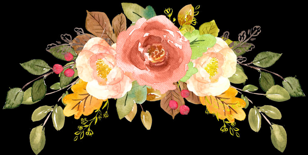 Elegant_ Floral_ Watercolor_ Arrangement PNG image