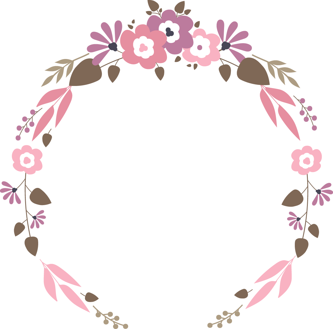 Elegant Floral Wreath Vector PNG image