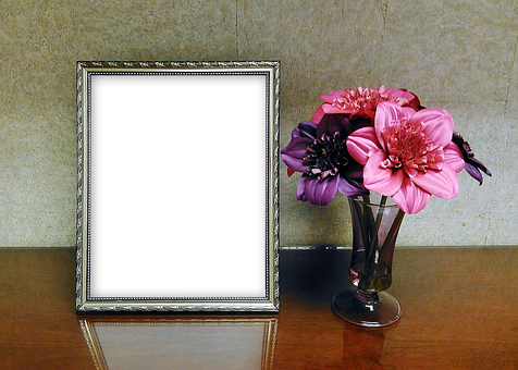 Elegant Frameand Flower Arrangement PNG image
