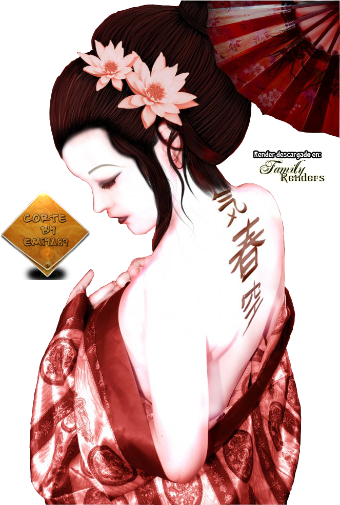 Elegant Geisha Artwork PNG image