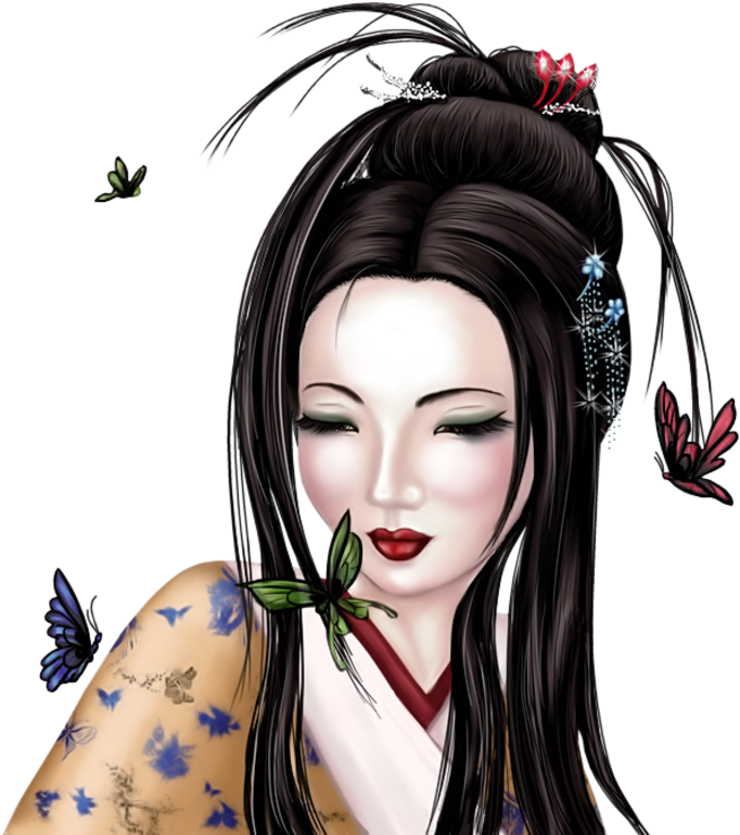 Elegant Geisha Artwork PNG image