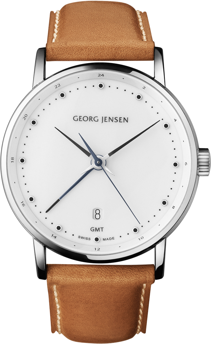 Elegant Georg Jensen G M T Wristwatch PNG image