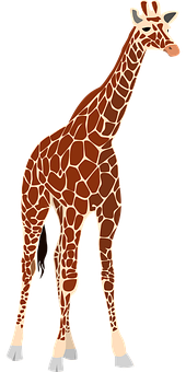 Elegant Giraffe Standing Vector PNG image