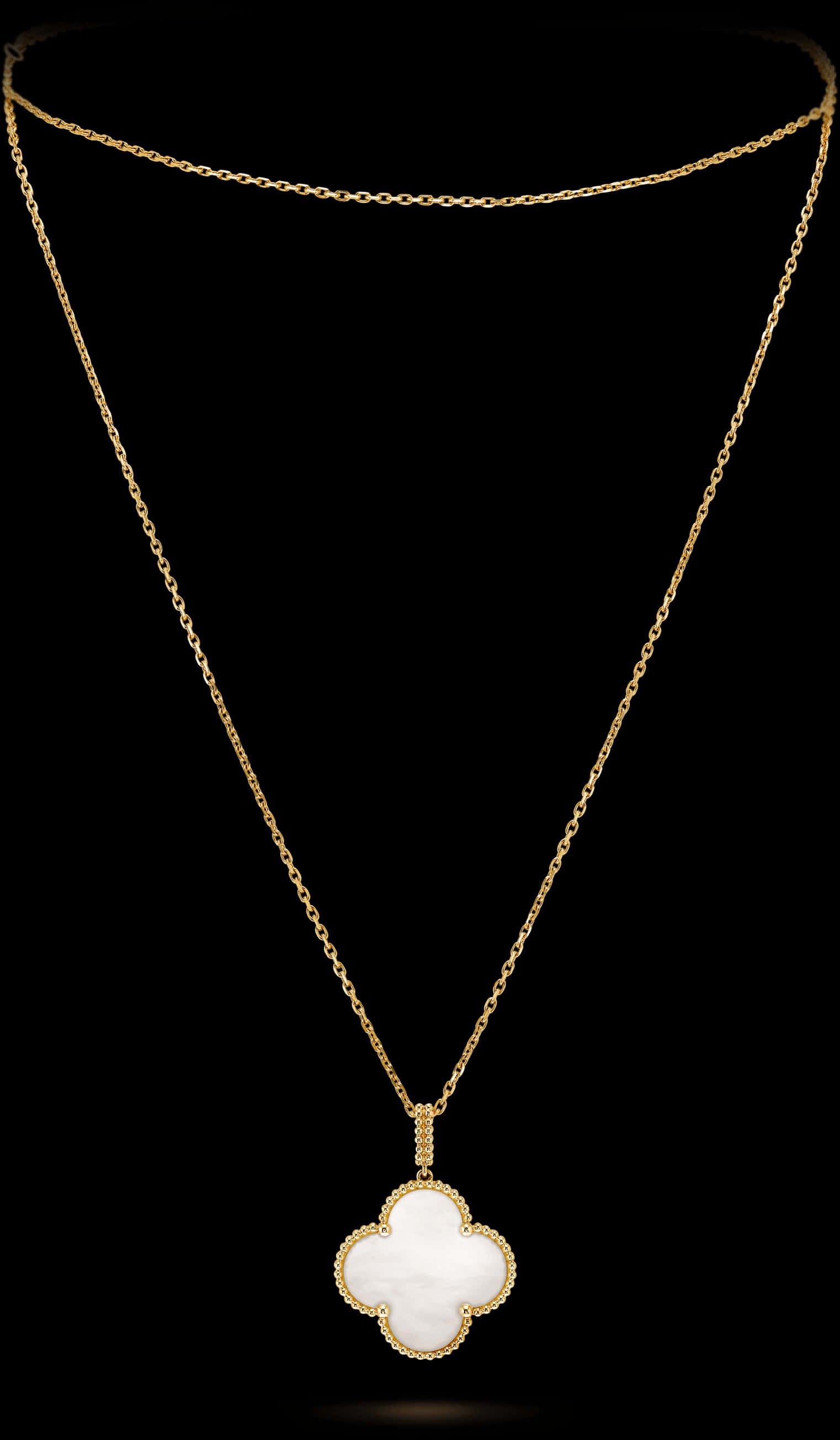 Elegant Gold Chainwith White Pendant PNG image