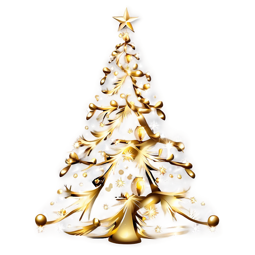 Elegant Gold Christmas Tree Aesthetic Png 06282024 PNG image