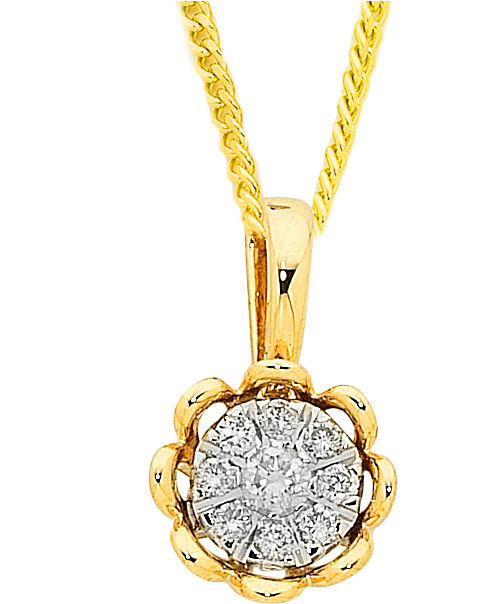 Elegant Gold Diamond Pendant PNG image