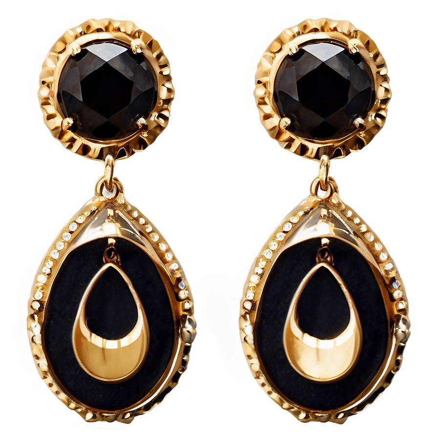 Elegant Gold Earrings Png 06262024 PNG image