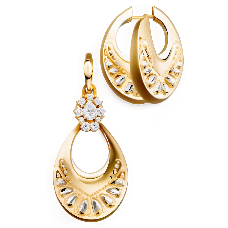 Elegant Gold Earrings Png Mfu74 PNG image