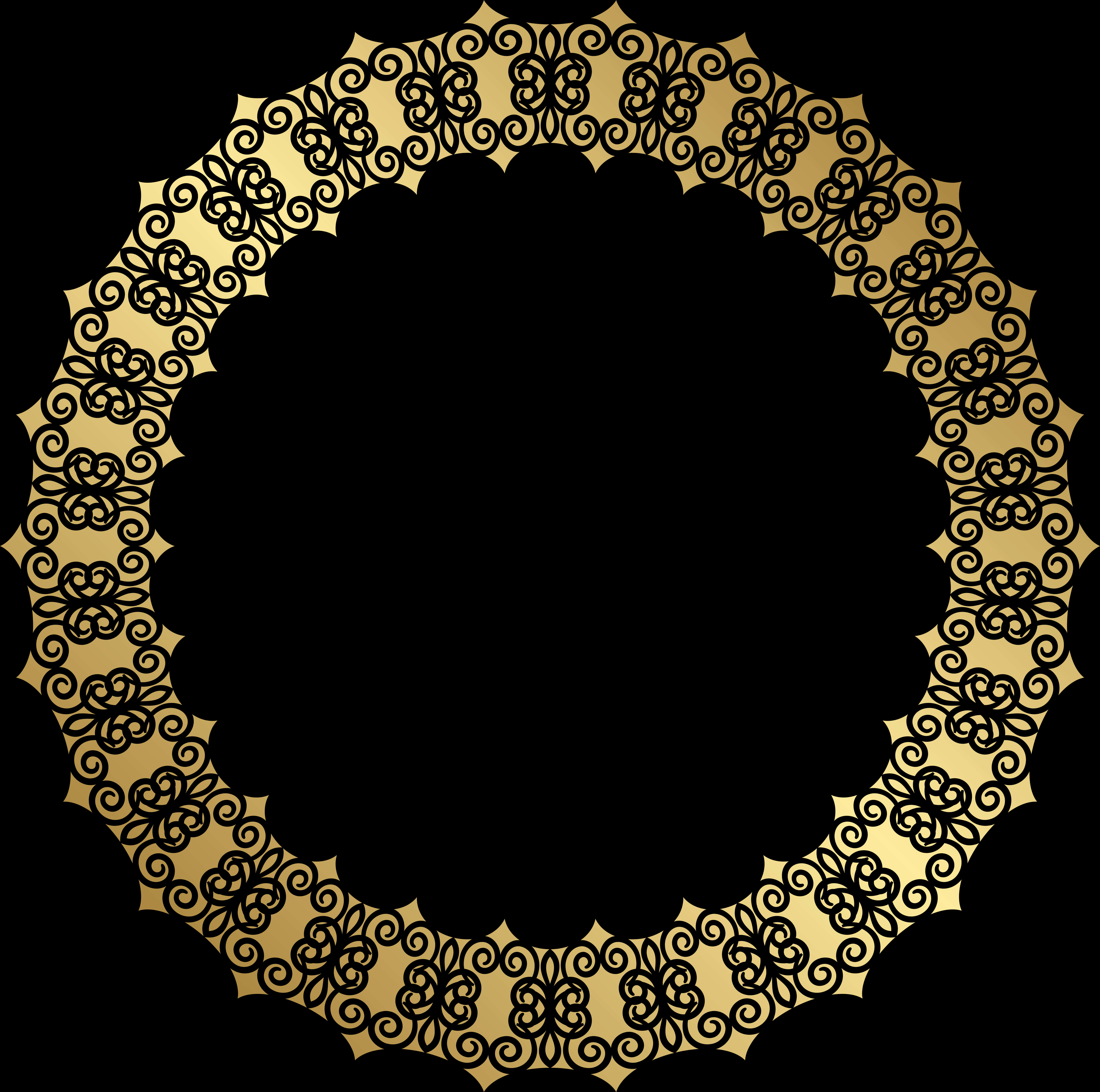 Elegant Gold Floral Border Design PNG image
