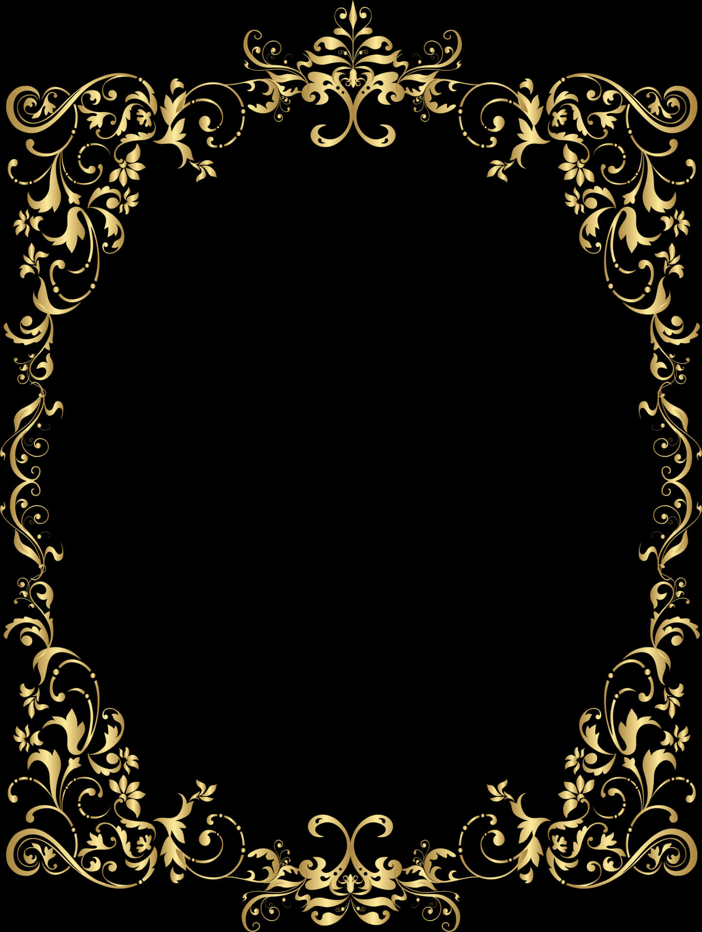 Elegant Gold Floral Frame PNG image