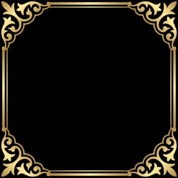 Elegant Gold Floral Frame PNG image