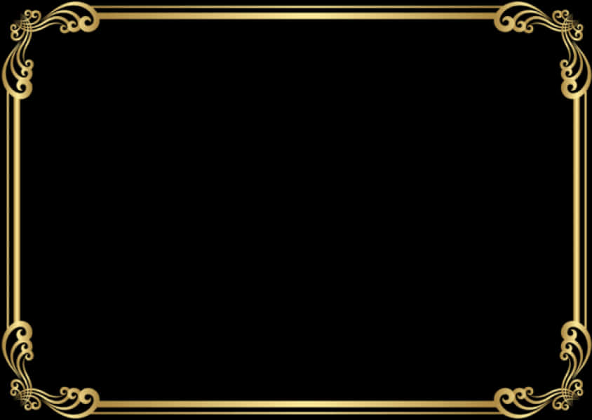 Elegant Gold Frameon Black Background PNG image