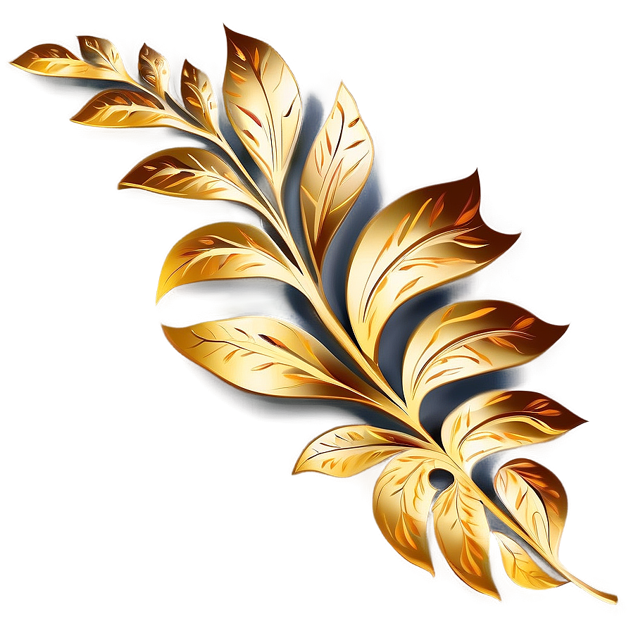 Elegant Gold Leaf Design Png 74 PNG image