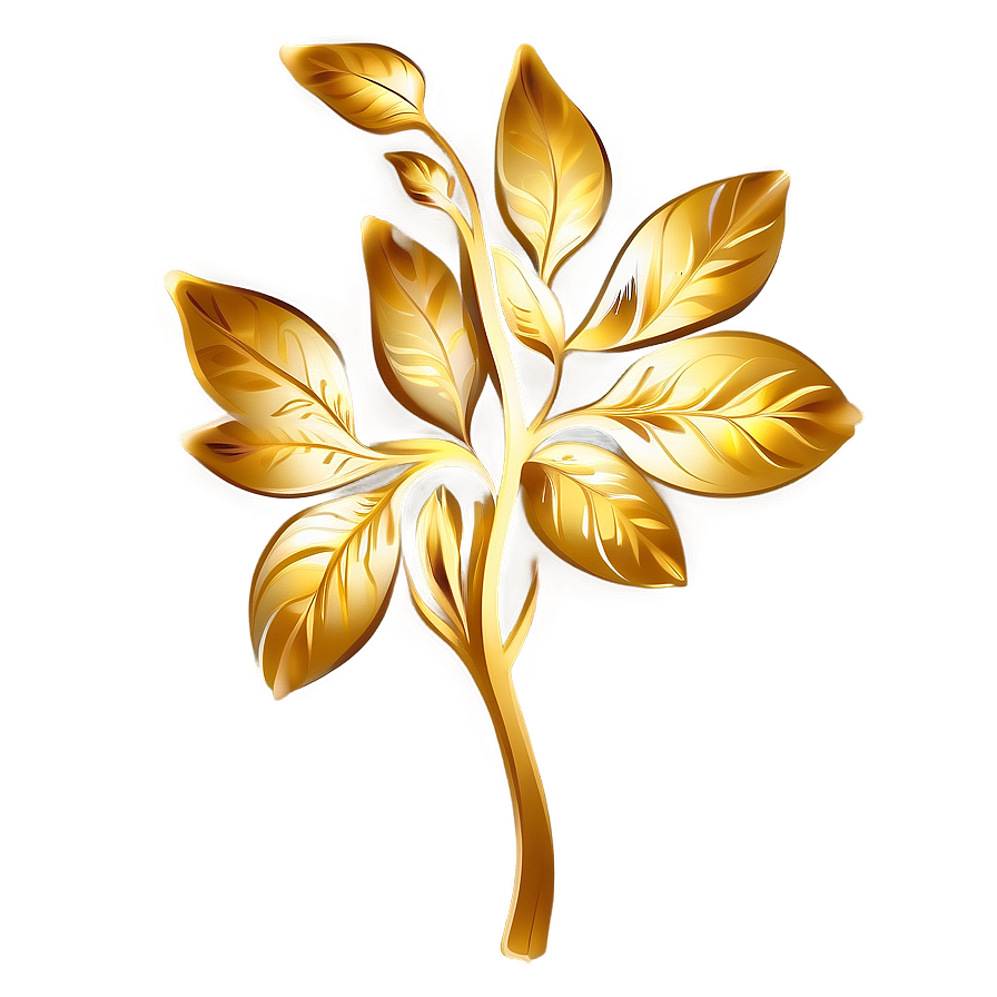 Elegant Gold Leaf Design Png Ivp PNG image