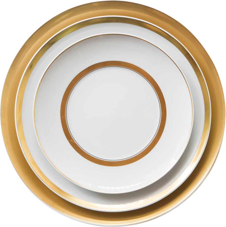 Elegant Gold Rimmed Dinner Plates PNG image