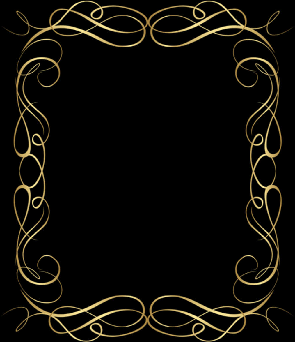 Elegant Gold Scroll Frame PNG image