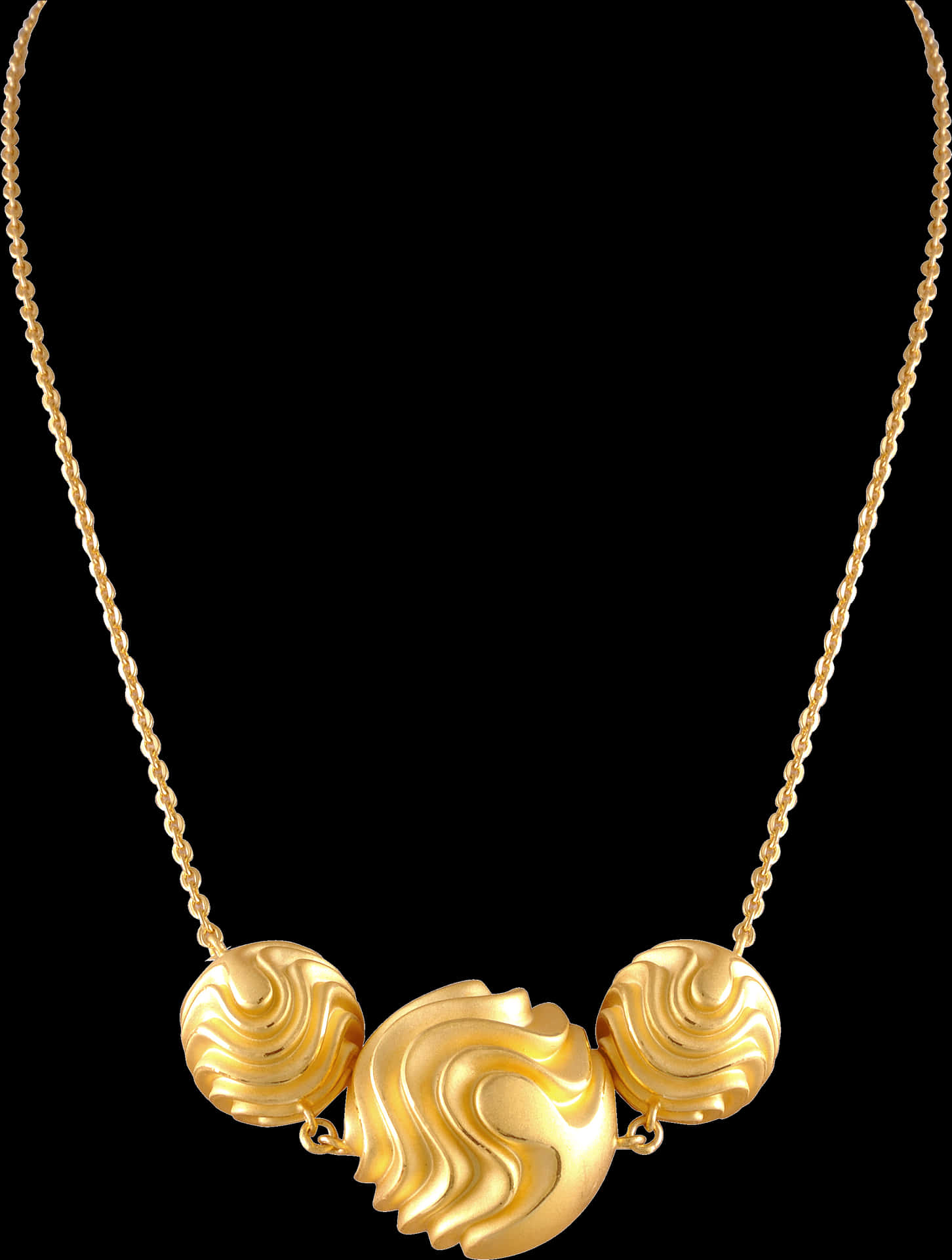 Elegant Gold Wave Pendant Necklace PNG image